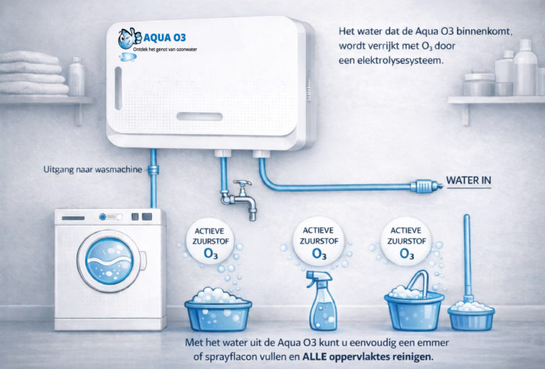 Aqua O3 Ozonwater zorgt voor een schone watertank. Schoonmaken zonder chemicalien.